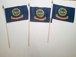 6x9 inch sewn edge classroom US State American flags & USA (144 6"x9" Stick FLAGS PER STATE) 50 UNITED STATES FLAGS 6"X9" WOODEN STAFF STATE FLAG COLLECTION 15" wood staff soft point gold wood spears