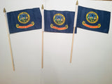 6x9 inch sewn edge classroom US State American flags & USA (144 6"x9" Stick FLAGS PER STATE) 50 UNITED STATES FLAGS 6"X9" WOODEN STAFF STATE FLAG COLLECTION 15" wood staff soft point gold wood spears