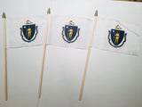 6x9 inch sewn edge classroom US State American flags & USA (24 6"x9" FLAGS PER STATE) 50 UNITED STATES FLAGS 6"X9" WOODEN STAFF STATE FLAG COLLECTION 15" wood staff soft point gold wood spears