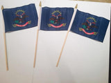 6x9 inch sewn edge classroom US State American flags & USA (144 6"x9" Stick FLAGS PER STATE) 50 UNITED STATES FLAGS 6"X9" WOODEN STAFF STATE FLAG COLLECTION 15" wood staff soft point gold wood spears