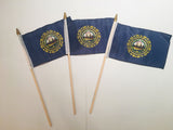 6x9 inch sewn edge classroom US State American flags & USA (144 6"x9" Stick FLAGS PER STATE) 50 UNITED STATES FLAGS 6"X9" WOODEN STAFF STATE FLAG COLLECTION 15" wood staff soft point gold wood spears