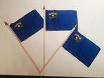 6x9 inch sewn edge classroom US State American flags & USA (6 6"x9" FLAGS PER STATE) 50 UNITED STATES FLAGS 6"X9" WOODEN STAFF STATE FLAG COLLECTION 15" wood staff soft point gold wood spears