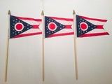 6x9 inch sewn edge classroom US State American flags & USA (6 6"x9" FLAGS PER STATE) 50 UNITED STATES FLAGS 6"X9" WOODEN STAFF STATE FLAG COLLECTION 15" wood staff soft point gold wood spears