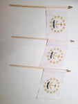 6x9 inch sewn edge classroom US State American flags & USA (6 6"x9" FLAGS PER STATE) 50 UNITED STATES FLAGS 6"X9" WOODEN STAFF STATE FLAG COLLECTION 15" wood staff soft point gold wood spears