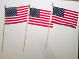 6x9 inch sewn edge classroom US State American flags & USA (6 6"x9" FLAGS PER STATE) 50 UNITED STATES FLAGS 6"X9" WOODEN STAFF STATE FLAG COLLECTION 15" wood staff soft point gold wood spears