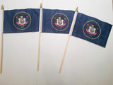 6x9 inch sewn edge classroom US State American flags & USA (144 6"x9" Stick FLAGS PER STATE) 50 UNITED STATES FLAGS 6"X9" WOODEN STAFF STATE FLAG COLLECTION 15" wood staff soft point gold wood spears