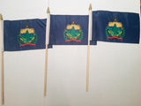 6x9 inch sewn edge classroom US State American flags & USA (144 6"x9" Stick FLAGS PER STATE) 50 UNITED STATES FLAGS 6"X9" WOODEN STAFF STATE FLAG COLLECTION 15" wood staff soft point gold wood spears