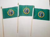 6x9 inch sewn edge classroom US State American flags & USA (144 6"x9" Stick FLAGS PER STATE) 50 UNITED STATES FLAGS 6"X9" WOODEN STAFF STATE FLAG COLLECTION 15" wood staff soft point gold wood spears