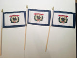 6x9 inch sewn edge classroom US State American flags & USA (6 6"x9" FLAGS PER STATE) 50 UNITED STATES FLAGS 6"X9" WOODEN STAFF STATE FLAG COLLECTION 15" wood staff soft point gold wood spears