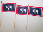 6x9 inch sewn edge classroom US State American flags & USA (6 6"x9" FLAGS PER STATE) 50 UNITED STATES FLAGS 6"X9" WOODEN STAFF STATE FLAG COLLECTION 15" wood staff soft point gold wood spears