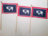 6x9 inch sewn edge classroom US State American flags & USA (144 6"x9" Stick FLAGS PER STATE) 50 UNITED STATES FLAGS 6"X9" WOODEN STAFF STATE FLAG COLLECTION 15" wood staff soft point gold wood spears