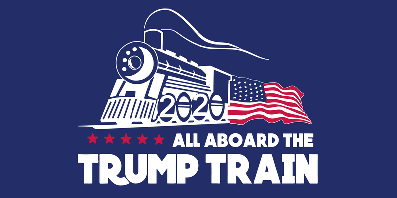 All Aboard The Trump Train Blue  - Bumper Sticker