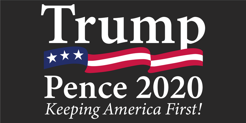 Trump Pence 2020 Keeping America First Black  - Bumper Sticker