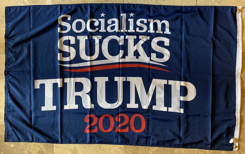 Socialism Sucks Trump 2020 Flag Double Sided Rough Tex® 100D 3'X5' Flag