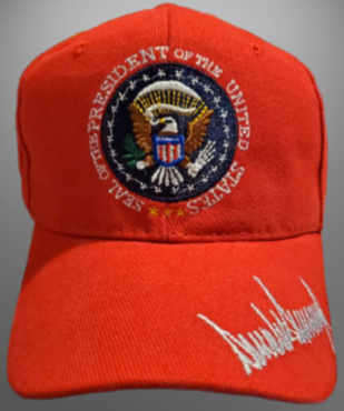 Presidential Seal Embroidered With Trump Signature Red Cap