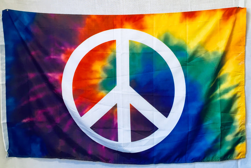 Peace Tie Dye Flag 3'X5' Rough Tex 150D Nylon