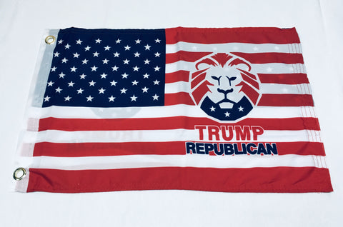 Trump America Lion Double Sided Flag- 12''x18'' Rough Tex®