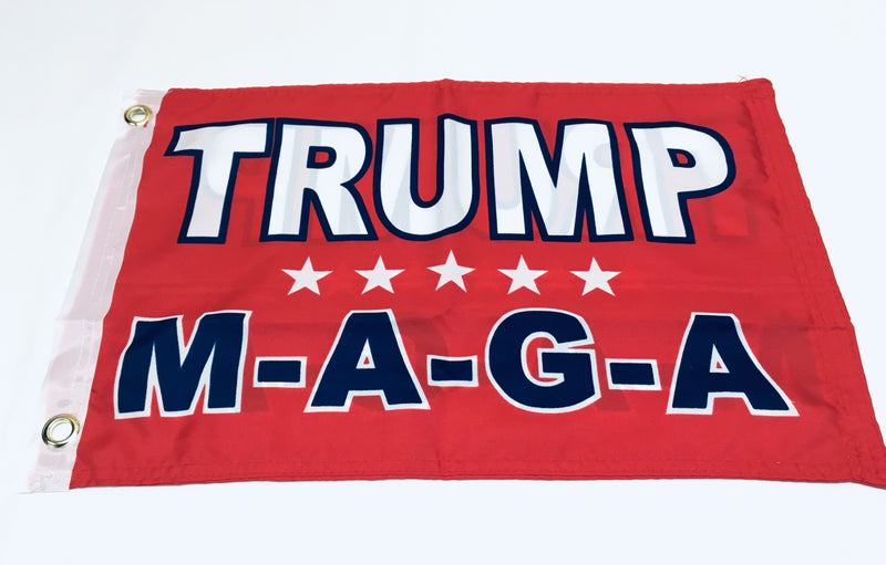 Trump M A G A Red Double Sided Flag- 12''x18'' Rough Tex®