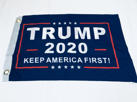 Trump 2020 Keep America First Blue Double Sided Flag- 12''x18'' Rough Tex®