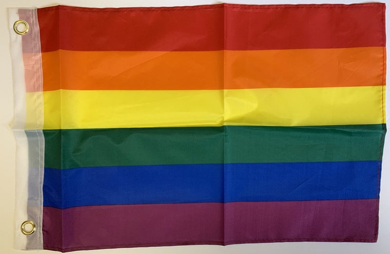 Rainbow 12"X18" Boat Flag With Grommets Rough Tex ® 68D Nylon XS