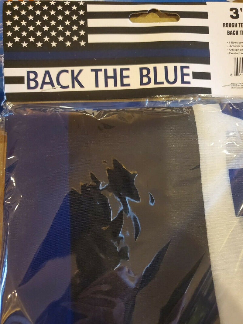 BACK THE BLUE USA POLICE MEMORIAL 3'X5' Flag Rough Tex® 68D Nylon