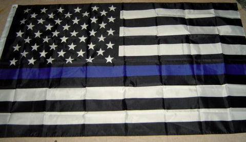 2'x3' BLUE STRIPE USA BLACK (AMERICAN POLICE MEMORIAL FLAG) 100D