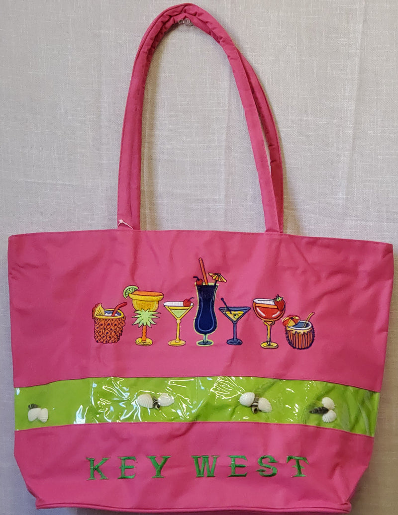 Key West Cocktails & Shells Beach Bag