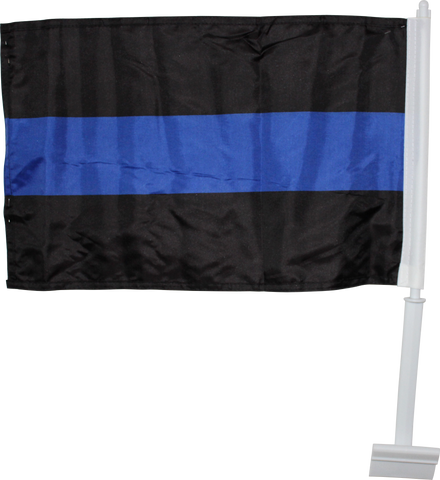 POLICE THIN BLUE LINE CAR FLAG POLY DOUBLE SIDED