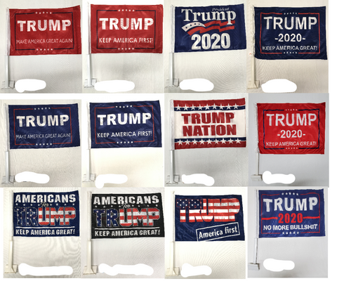 12 Assorted Trump Design Car Flags Starter Pack 12''X18''