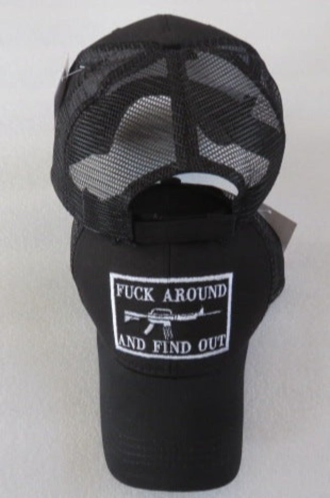 Fuck Around and Find Out M4 AR15 Mesh Back Black Cap