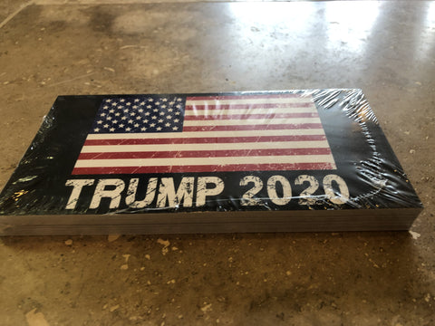 TRUMP 2020 USA FLAG OFFICIAL BUMPER STICKER PACK OF 50 BUMPER STICKERS MADE IN USA WHOLESALE BY THE PACK OF 50!