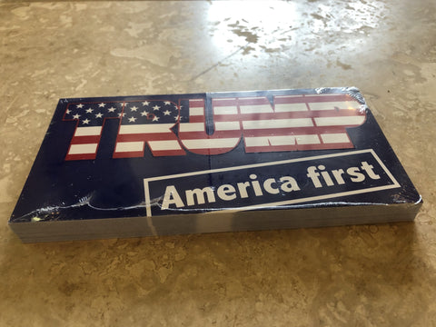 TRUMP AMERICA FIRST OFFICIAL BUMPER STICKER PACK OF 50 BUMPER STICKERS MADE IN USA WHOLESALE BY THE PACK OF 50!