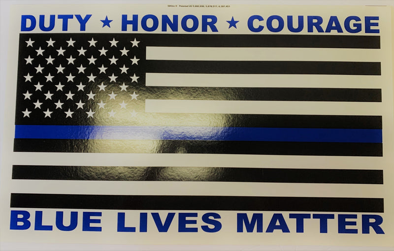 US POLICE MEMORIAL DUTY HONOR COURAGE DOUBLE SIDED YARD SIGN 14.5"X 23" inches