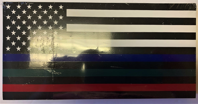 USA Memorial Blue Green Red Line Bumper Sticker