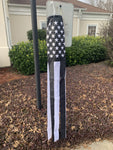 60" USA Police Memorial Blackout Embroidered Black & White Wind Sock 300D Nylon