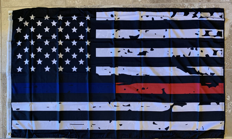 USA Memorial Police Fire Distress Flag 3'x5' Flag Rough Tex® 100D