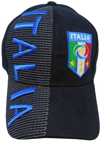 Italia Black and Blue Embroidered Cap