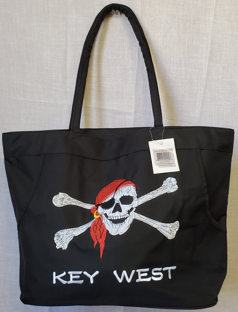 Key West Pirate With Red Hat Black Beach Bag