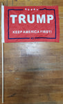 12 Stick Flags Gold Painted Wood Spear Collectors Items Red TRUMP 2020 AMERICA FIRST! - 12x18 Rough Tex ®