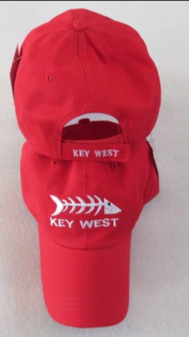 Key West Faded Red Cap Conch Republic Fish Bones