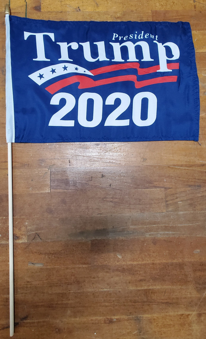 12 President Trump 2020 12"X18" Flag With Stick Rough Tex® 68D Nylon