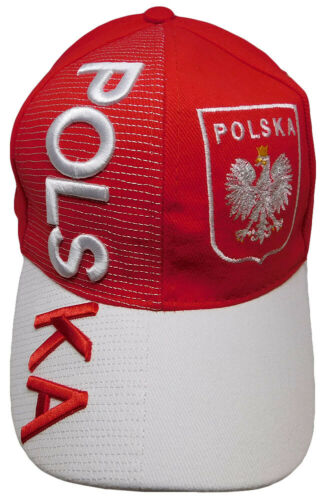 Poland Polska Red and White Embroidered Cap