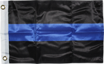 POLICE THIN BLUE LINE BOAT FLAG 12"X18" DOUBLE SIDED ROUGH TEX 115D KNIT