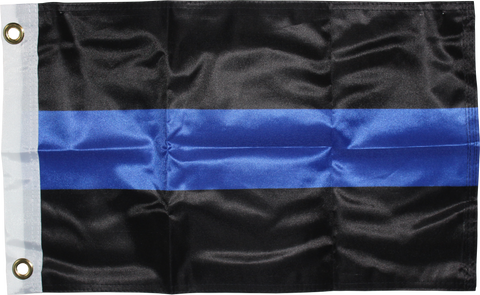 POLICE THIN BLUE LINE BOAT FLAG 12"X18" DOUBLE SIDED ROUGH TEX 115D KNIT