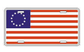 BETSY ROSS AMERICAN FLAG ALUMINUM EMBOSSED LICENSE PLATE