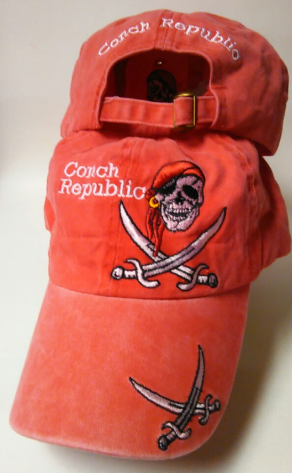 Conch Republic Pirate Crossed Swords Brim Red Pigment- Cap