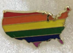 USA Map Rainbow Lapel Pin