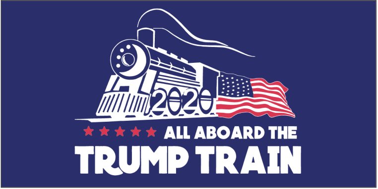 All Aboard The Trump Train Blue Double Sided 3'X5' Flag ROUGH TEX® 100D