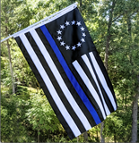 Betsy Ross Thin Blue Line Police Memorial Embroidered 3'X5' Flag Rough Tex® 150D