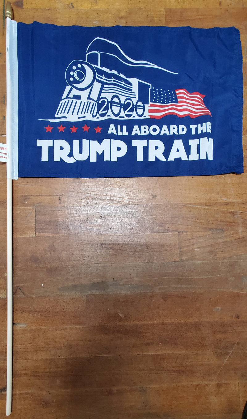 12 Stick Flags All Aboard The Trump Train Blue - 12"X18" Rough Tex ®